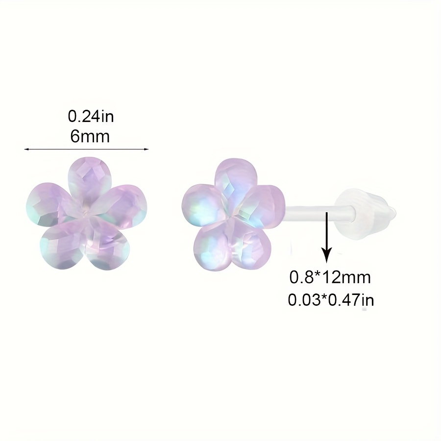 12pcs Small Flower Resin Earring Set with Plastic Ear Needles